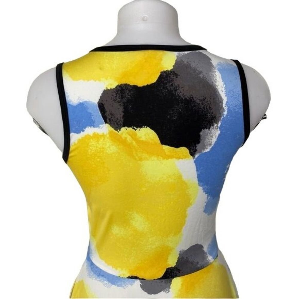 LulaRoe Nicki Dress With Pockets Blue Yellow White Black Maxi Stretchy Dress - Picture 10 of 11